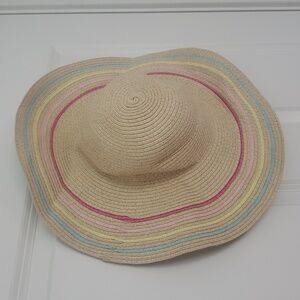 Carter's Tan and Pink Straw Sun Hat